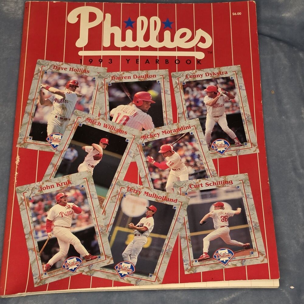 1993 Philadelphia Phillies Official Yearbook "Wheeze Kids" Kruk Dykstra...